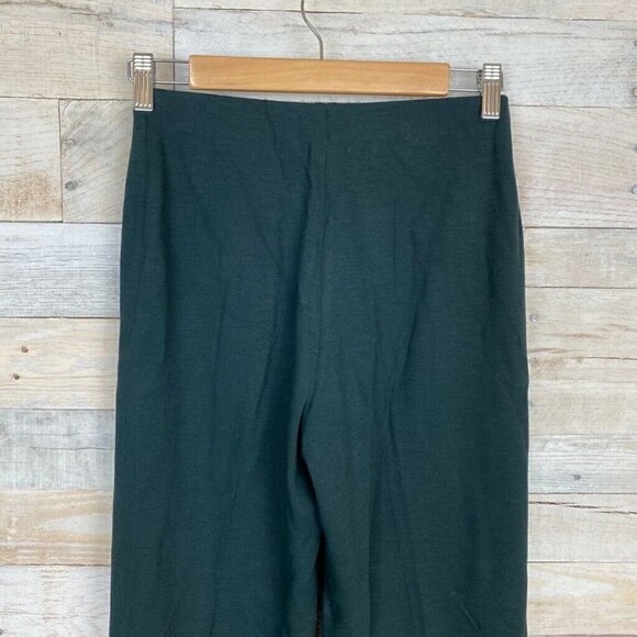 Eileen Fisher Women Straight Leg Pants Green Flat Front Elastic Waist Petite 2/4 - Picture 4 of 7